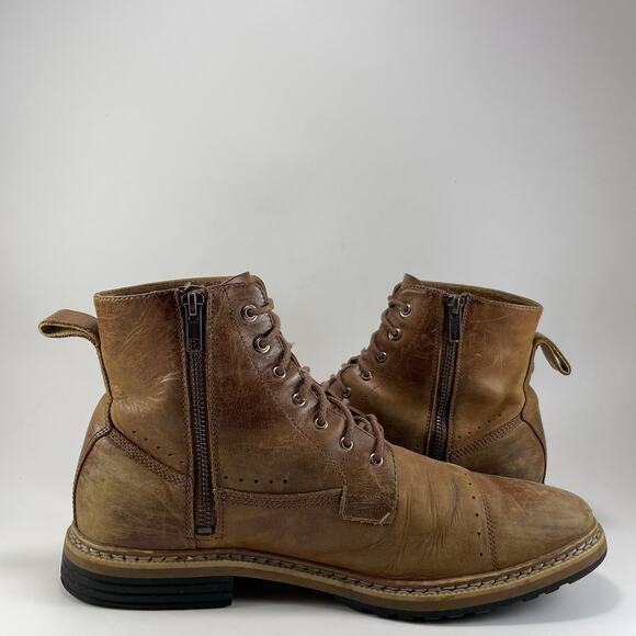 Timberland West Haven Boots Mens Size 9.5 Brown Leather Lace Up Side Zip Cap Toe - Picture 10 of 11